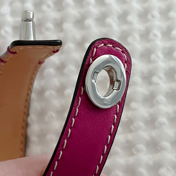 New Coach Leather Wrap Turnlock Bracelet Fuchsia/Magenta/Hot Pink - Picture 10 of 14